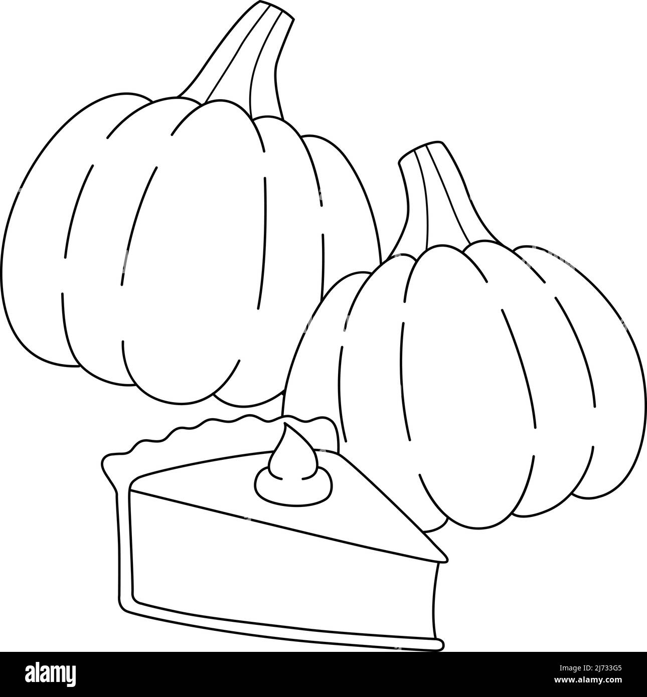 Page de coloriage de Pie et de citrouilles de Thanksgiving Illustration de Vecteur