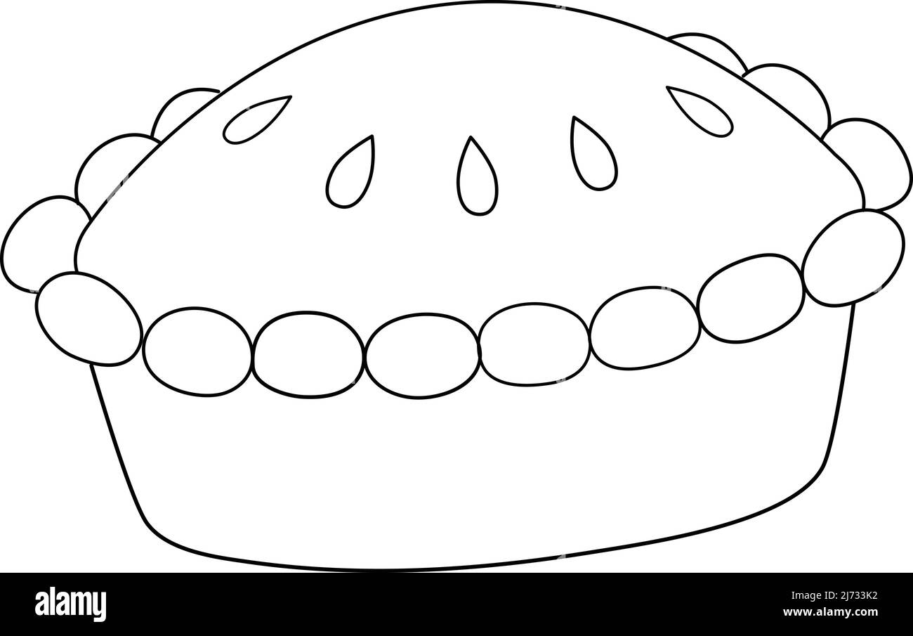 Page de coloriage isolée de Thanksgiving Pie Feast Illustration de Vecteur