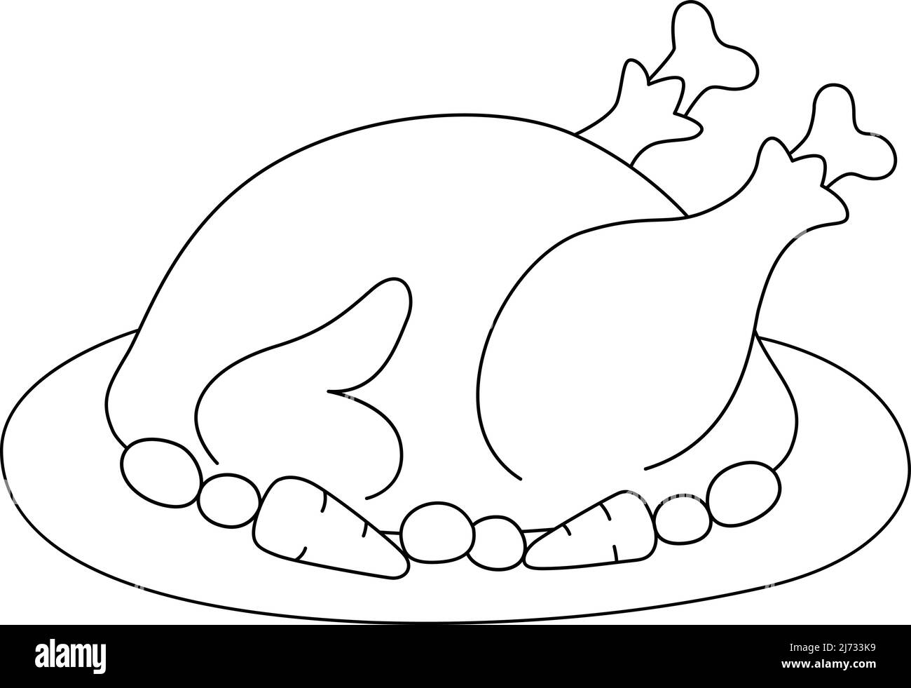 Page de coloriage isolée de Thanksgiving Turkey Feast Illustration de Vecteur