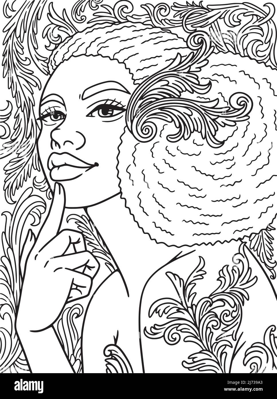 Afro-américaine femme avec cheveux soufflés adulte coloration Illustration de Vecteur
