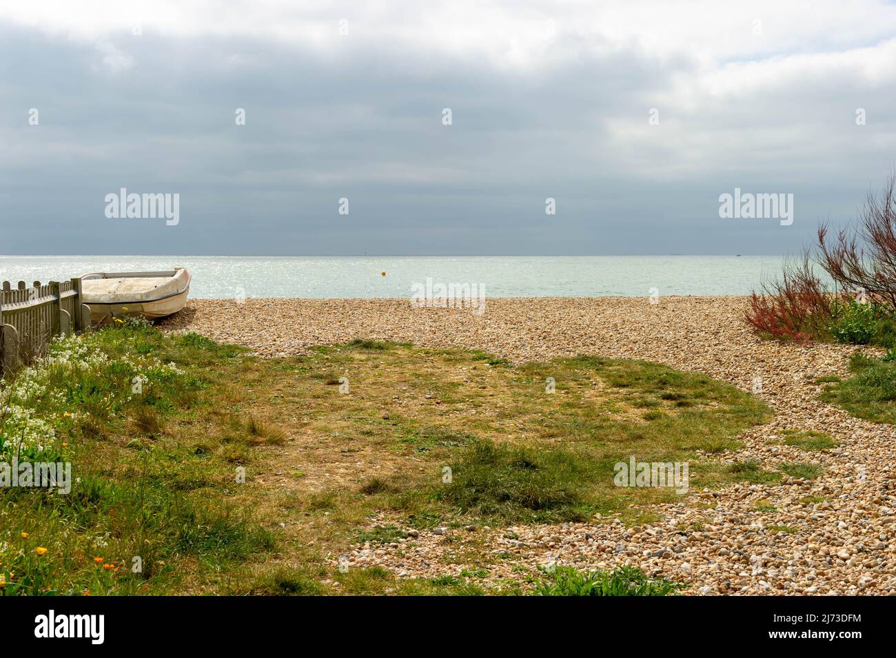 La plage de Pevensey Bay, East Sussex, Angleterre Banque D'Images