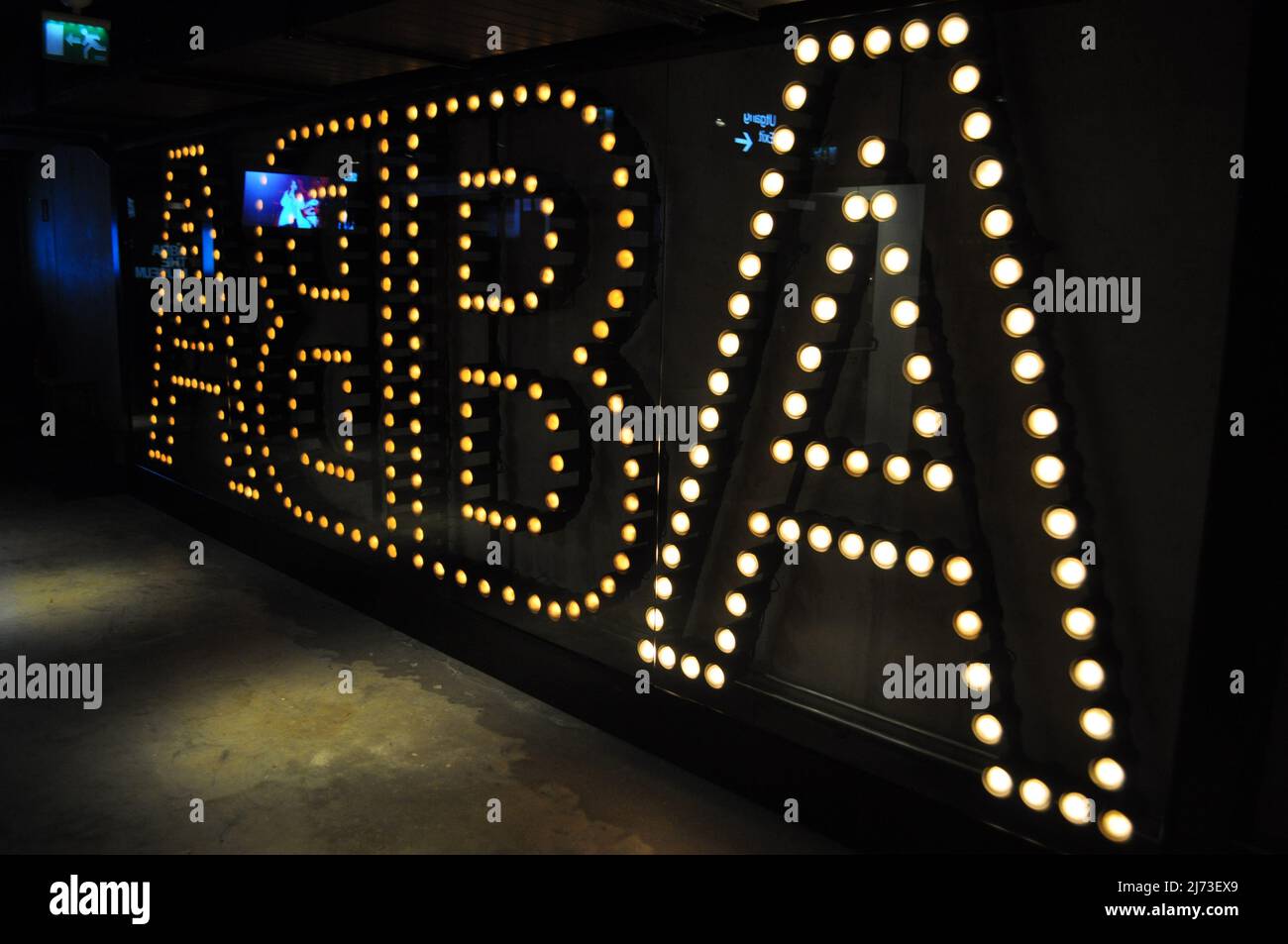 Expositions exposées à l'ABBA le Musée de Stockholm, en Suède, est une exposition interactive suédoise sur le groupe pop qui a ouvert ses portes en 2013. Banque D'Images