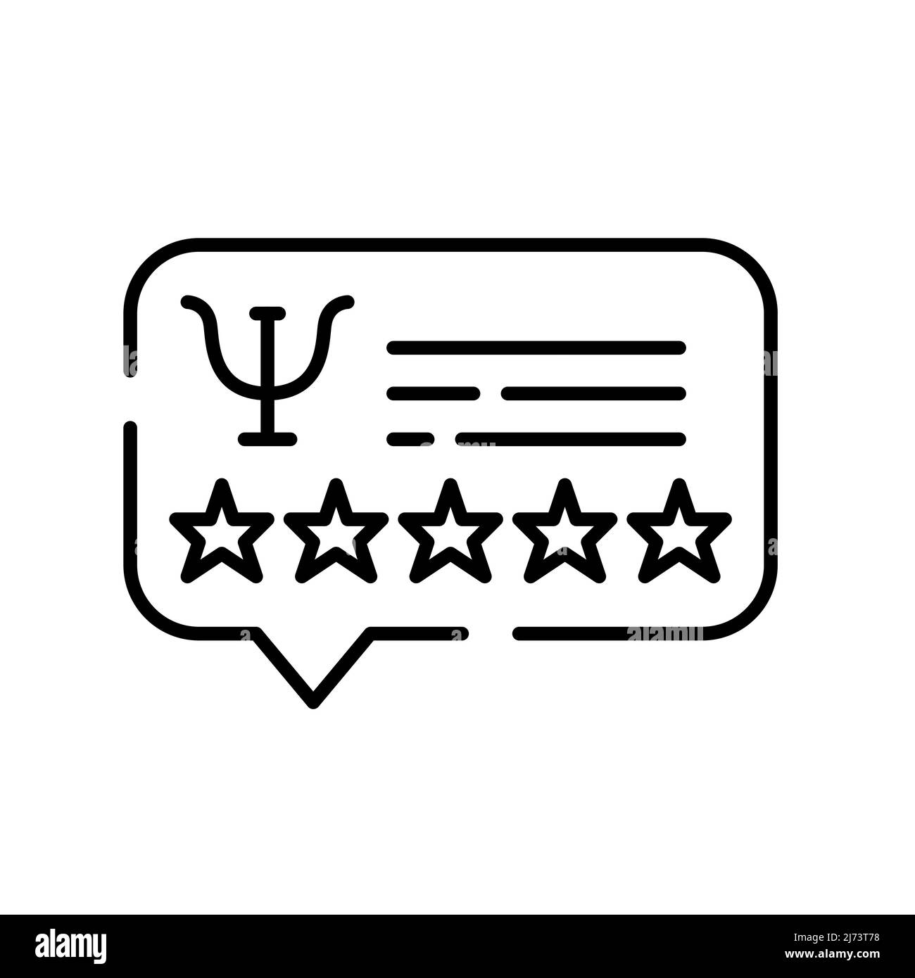 5 étoiles bonne note pour le service de psychothérapie. Icône de dessin au trait de trait, pixel Perfect, modifiable Illustration de Vecteur