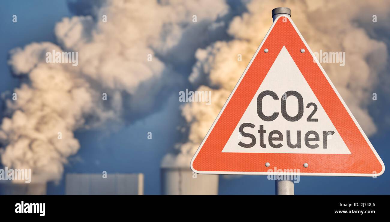 Affiche avec texte allemand 'CO2 Steuer' (CO2 taxes) Banque D'Images