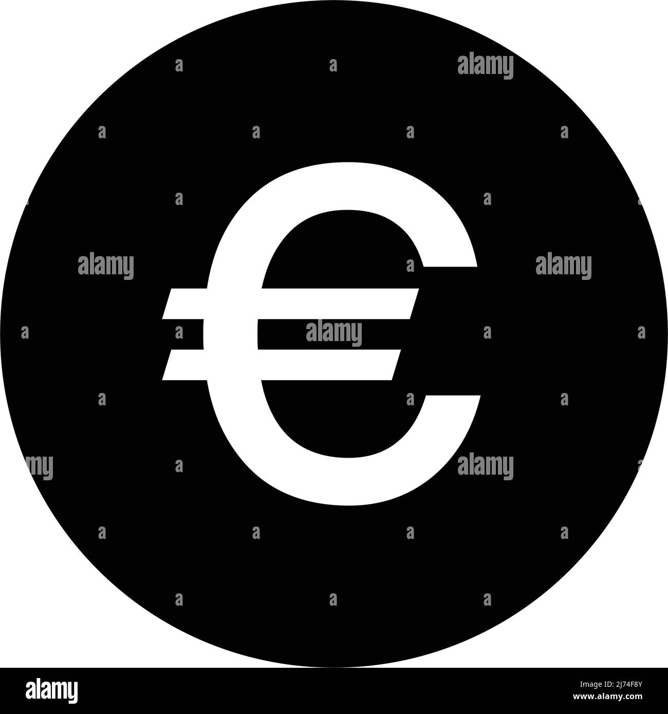 Icône de silhouette euro. Pièce d'argent. Vecteur modifiable. Illustration de Vecteur