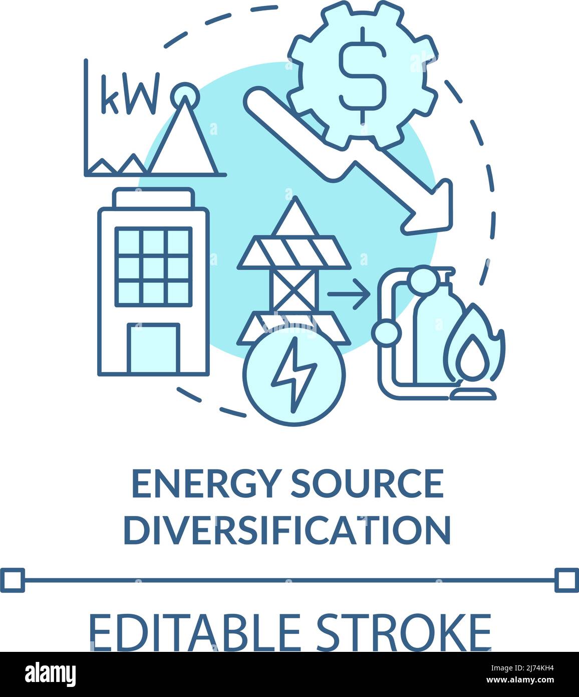 Diversification de la source d'énergie turquoise concept icône Illustration de Vecteur