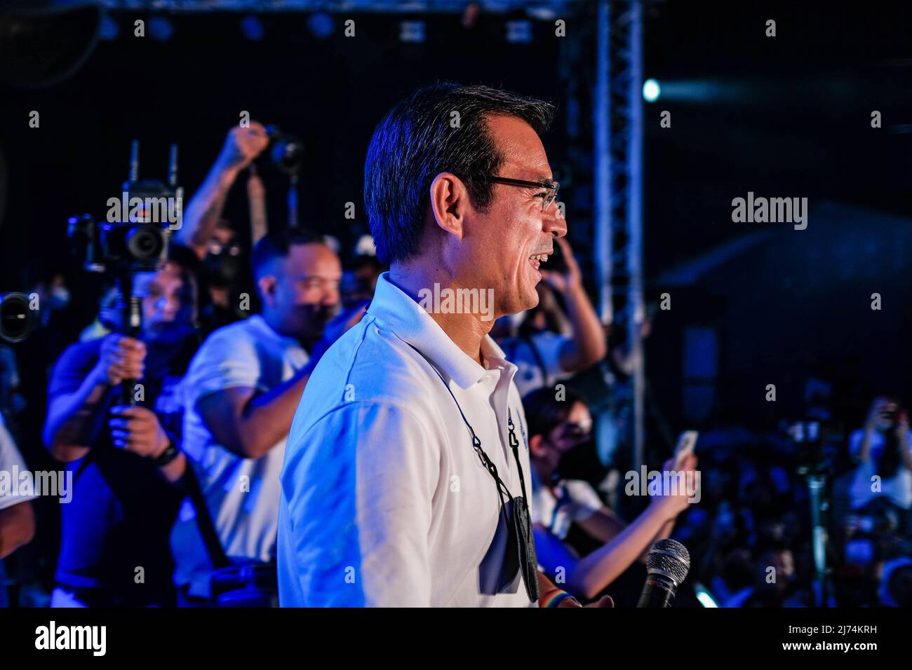 4 mai 2022, Singapour, Singapour, Singapour: Le maire de Manille ISKO MORENO DOMAGOSO sur scène lors de son rallye de campagne à Cebu City, Philippines, le 4 mai 2022. (Image de crédit : © Maverick ASIO/ZUMA Press Wire) Banque D'Images