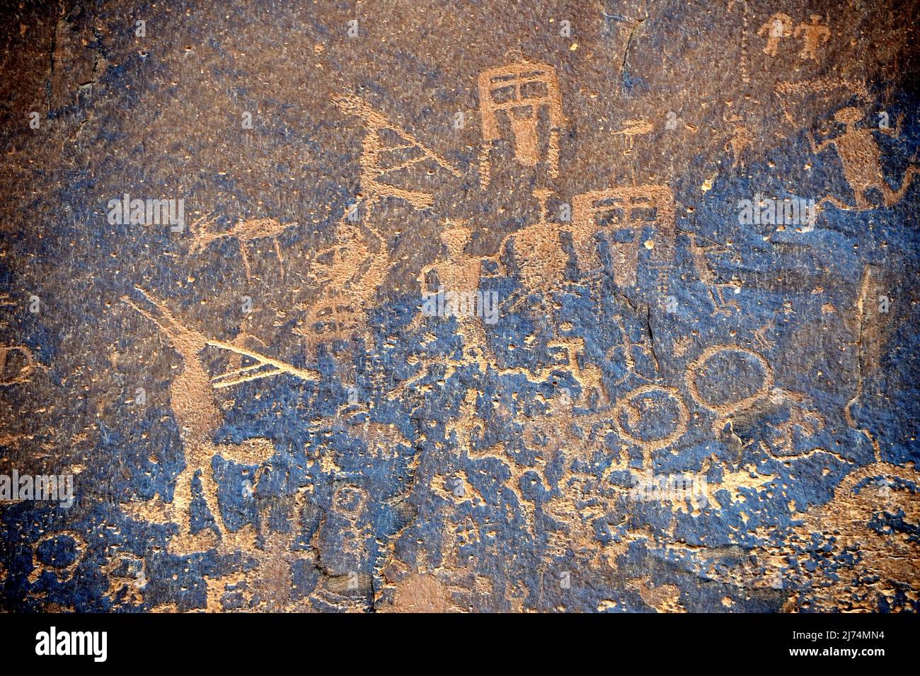 Peintures rupestres des Amérindiens, environ 3000 ans, Sand Island près de Bluff, États-Unis, Utah Banque D'Images