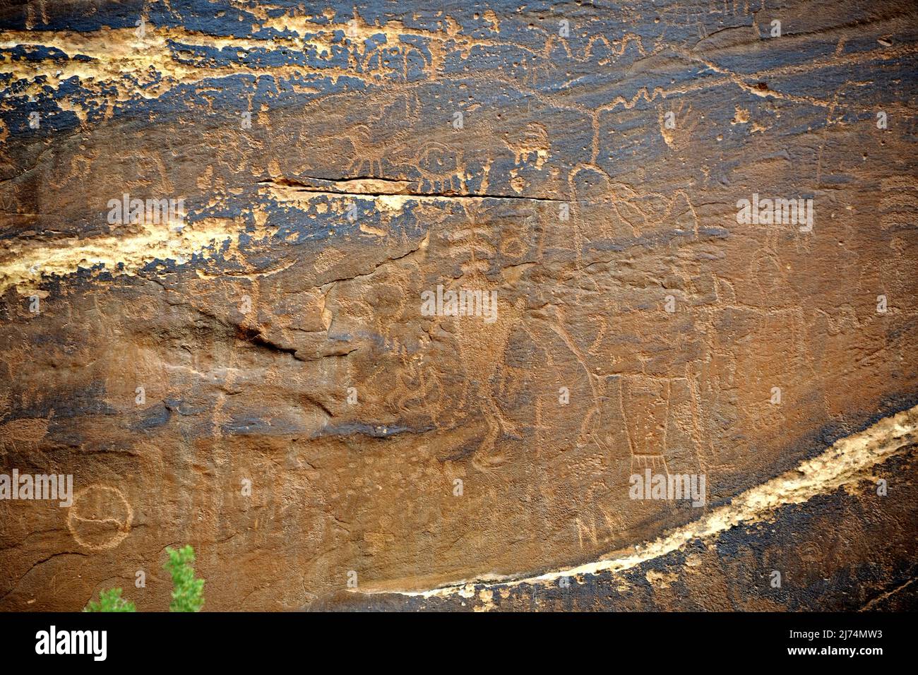Peintures rupestres des Amérindiens, environ 3000 ans, Sand Island près de Bluff, États-Unis, Utah Banque D'Images