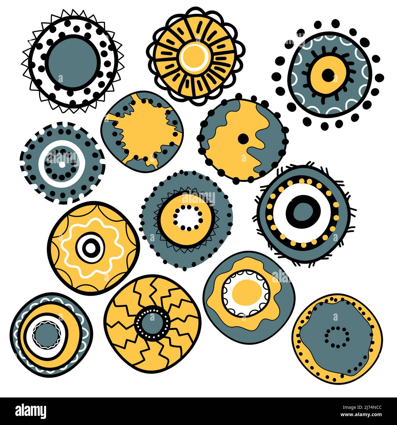 Icône de l'art aborigène géométrique. Décoration ethnique tribale arrondie. Afican, motiph. australien. Peinture de points. Illustration vectorielle, modèle pour Illustration de Vecteur