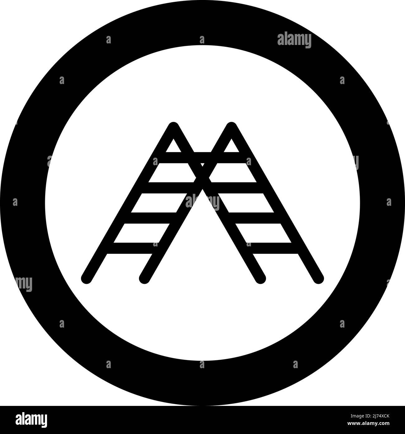 icône d'escalier en cercle rond noir couleur vecteur illustration image uni style de contour simple Illustration de Vecteur