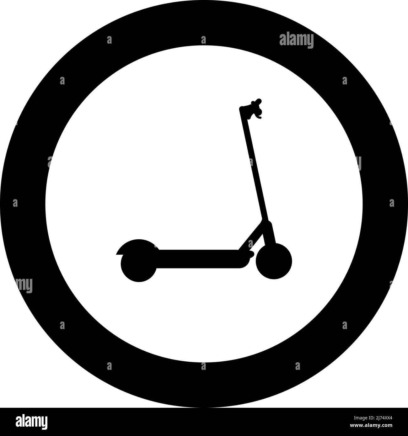 Scooter électrique technologie moderne kick ECO transport pour ville Trotinette icône en cercle rond noir couleur vecteur illustration image contour solide Illustration de Vecteur