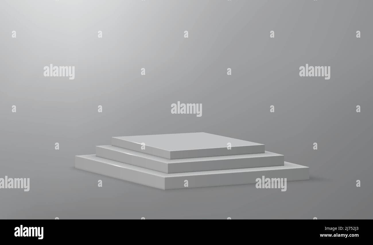 3d podiums carrés réalistes ou piédestal sur fond de studio vide. Maquette de présentation de produit Illustration de Vecteur