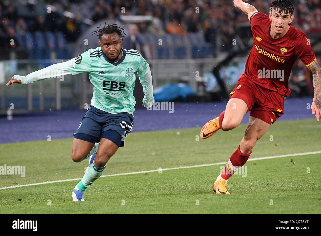 Lors du match de football au Stadio Olimpico, Roma v Leicester City, le 5 mai 2022 à Rome, Italie. (Photo par AllShotLive/Sipa USA) Banque D'Images