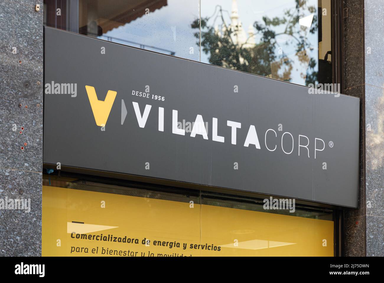 VALENCE, ESPAGNE - 05 MAI 2022 : Vilalta est une société espagnole de services publics d'électricité et d'énergie renouvelable Banque D'Images VALENCE, ESPAGNE - 05 MAI 2022 : Vilalta est une société espagnole de services publics d'électricité et d'énergie renouvelable Banque D'Images