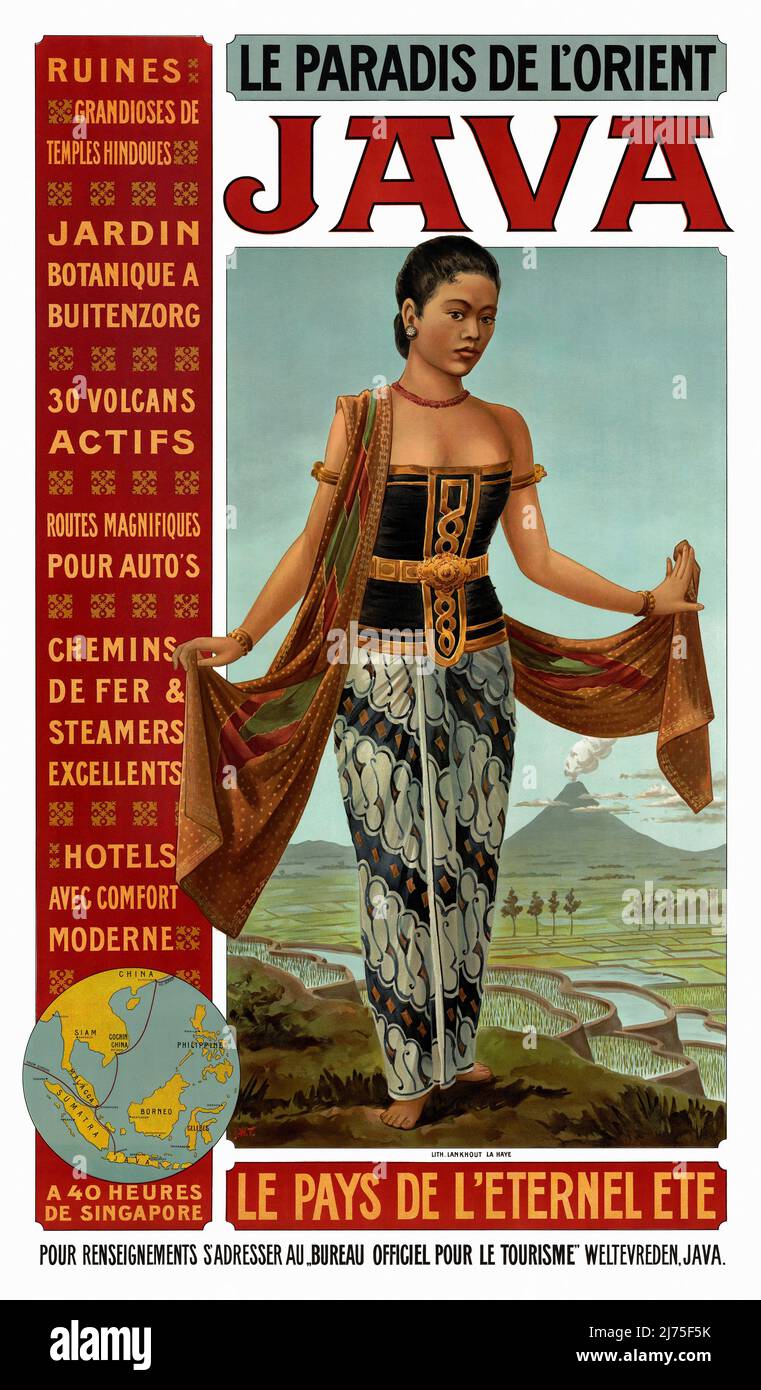 Java. Le paradis de l'Orient. Artiste inconnu. Affiche publiée vers 1910. Banque D'Images