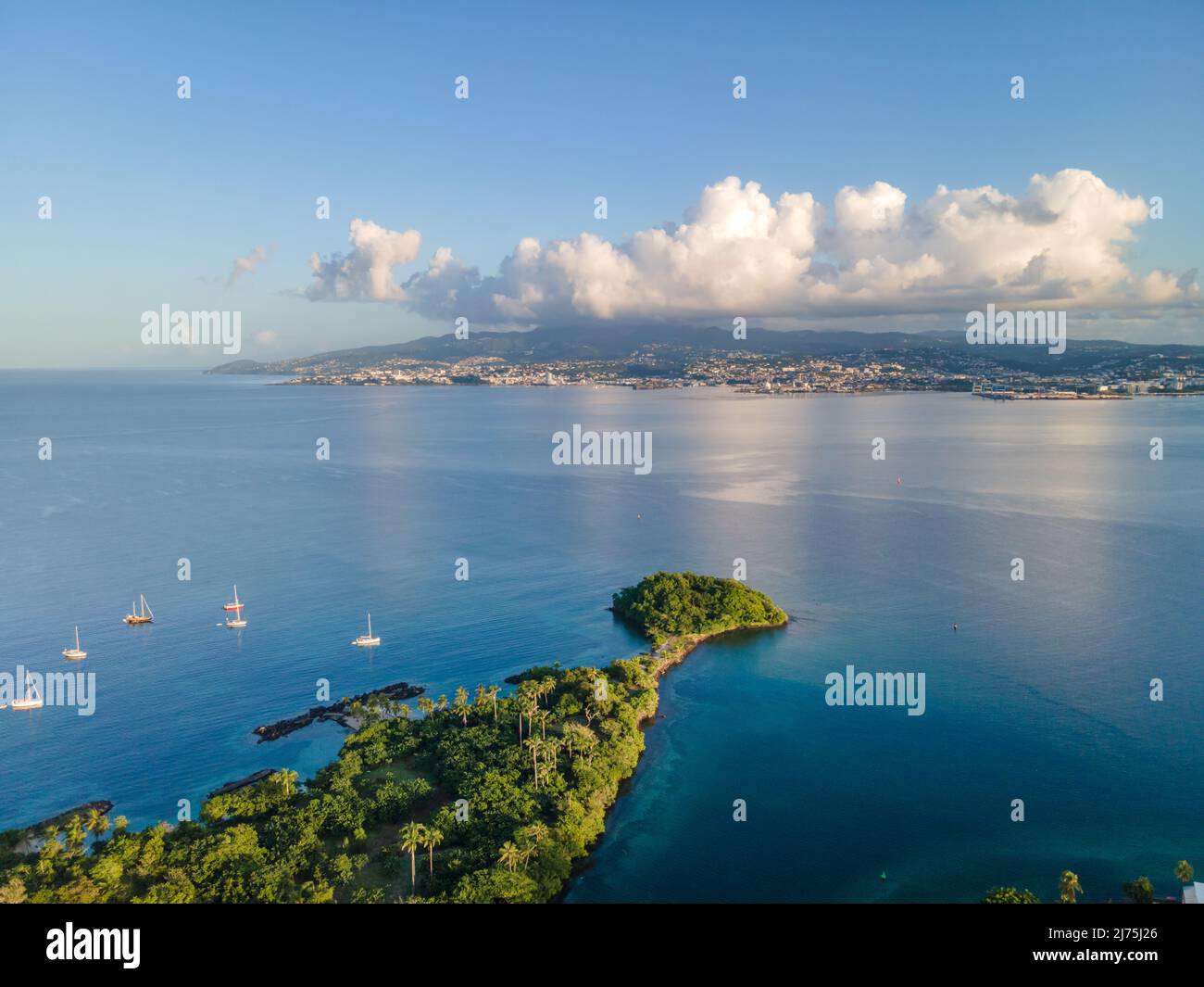 Vue sur fort-de-France depuis la Pointe du bout, les trois-Ilets, Martinique, Antilles françaises Banque D'Images