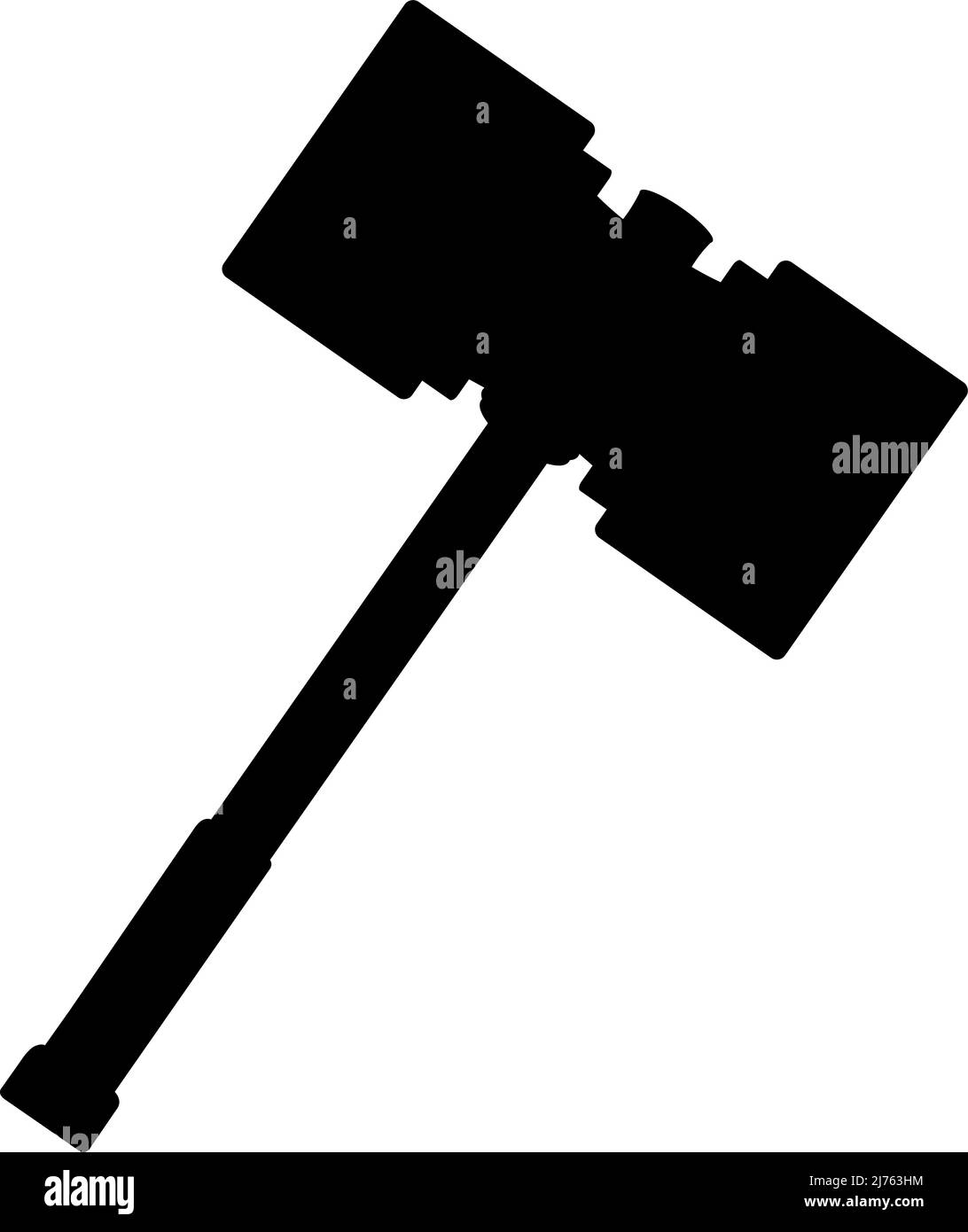 Illustration vectorielle de la silhouette noire d'un marteau viking Illustration de Vecteur