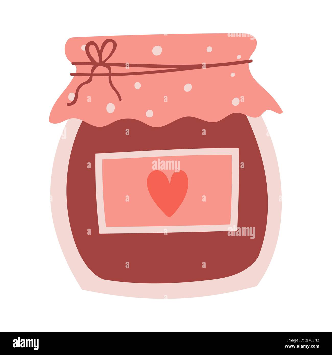 Un bocal de bourrage et une étiquette en papier avec un coeur. Mets sucrés. Joli élément décoratif pour cartes de Saint-Valentin. Illustration simple à vecteur couleur plat Illustration de Vecteur