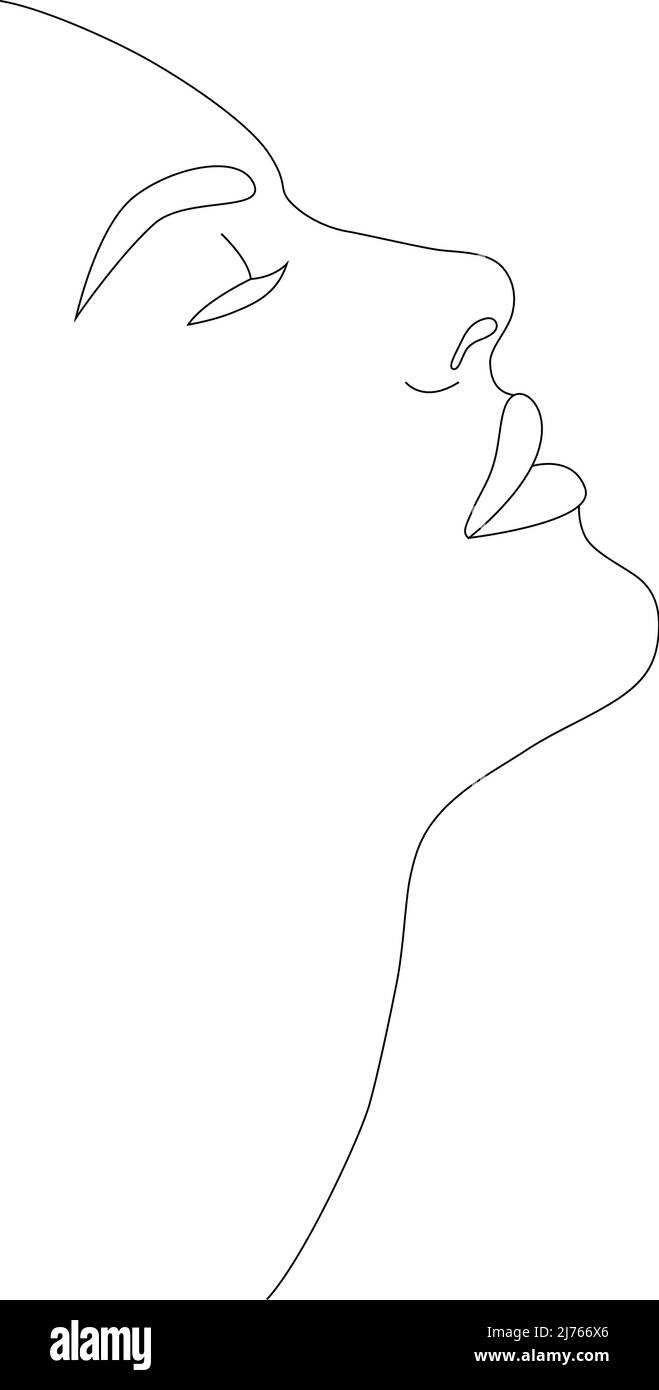 Un ensemble d'illustrations vectorielles tendance de style linéaire minimaliste. L'art de la ligne faciale continue. La face est une ligne. Fille de boho. Une femme Illustration de Vecteur
