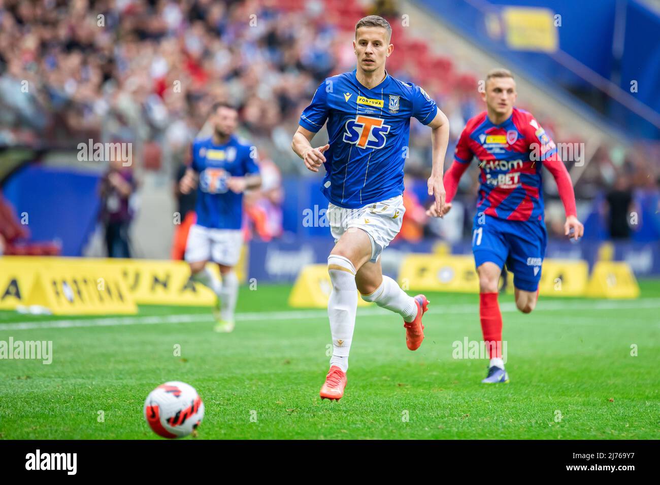 Lubomir Satka de Lech en action pendant le match final de la coupe polonaise de Fortuna entre Lech Poznan et Rakow Czestochowa au stade national de PGE. Score final; Lech Poznan 1:3 Rakow Czestochowa. Banque D'Images