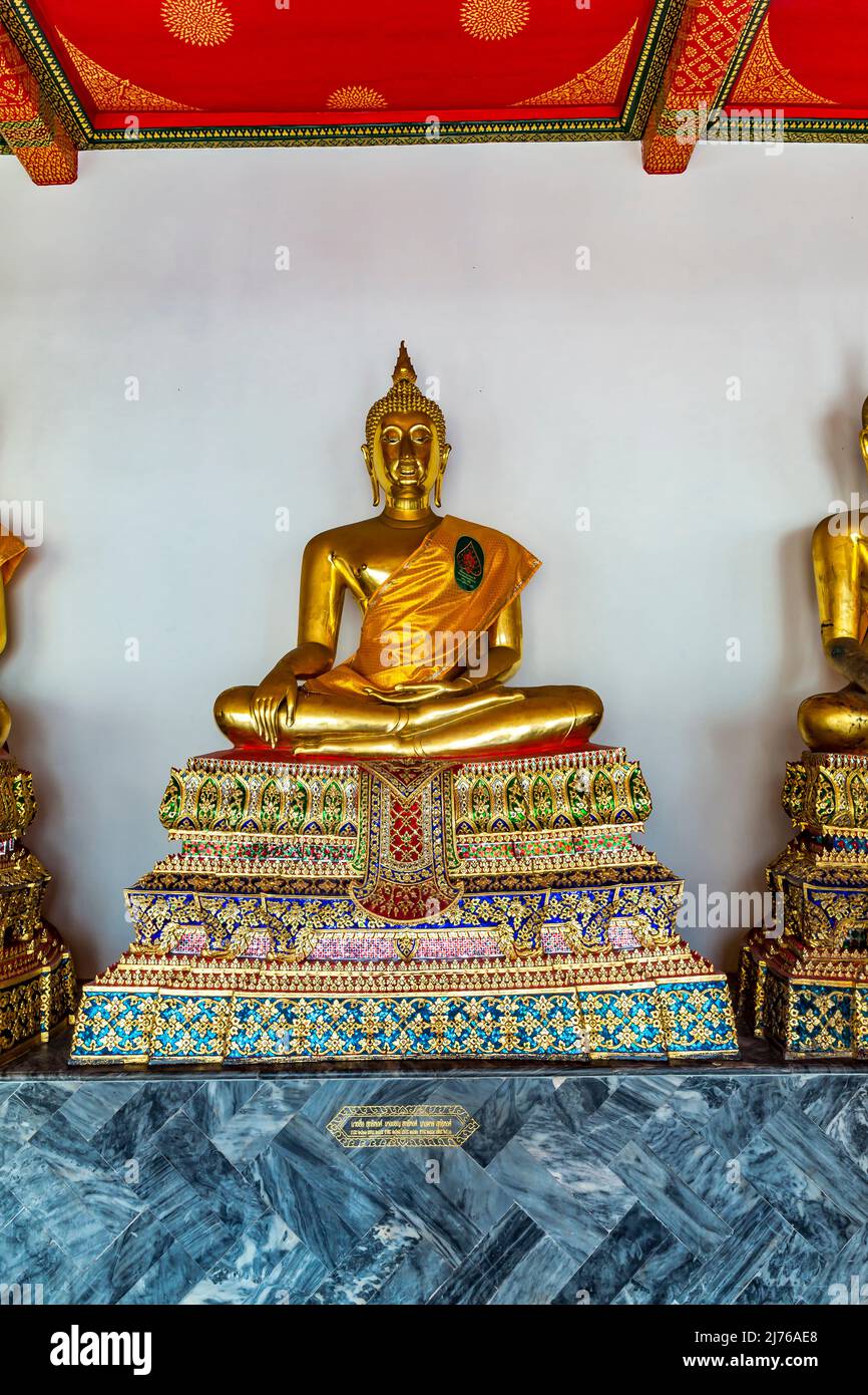 Bouddha assis, complexe du temple Wat Pho, Temple du Bouddha couché, Bangkok, Thaïlande, Asie Banque D'Images