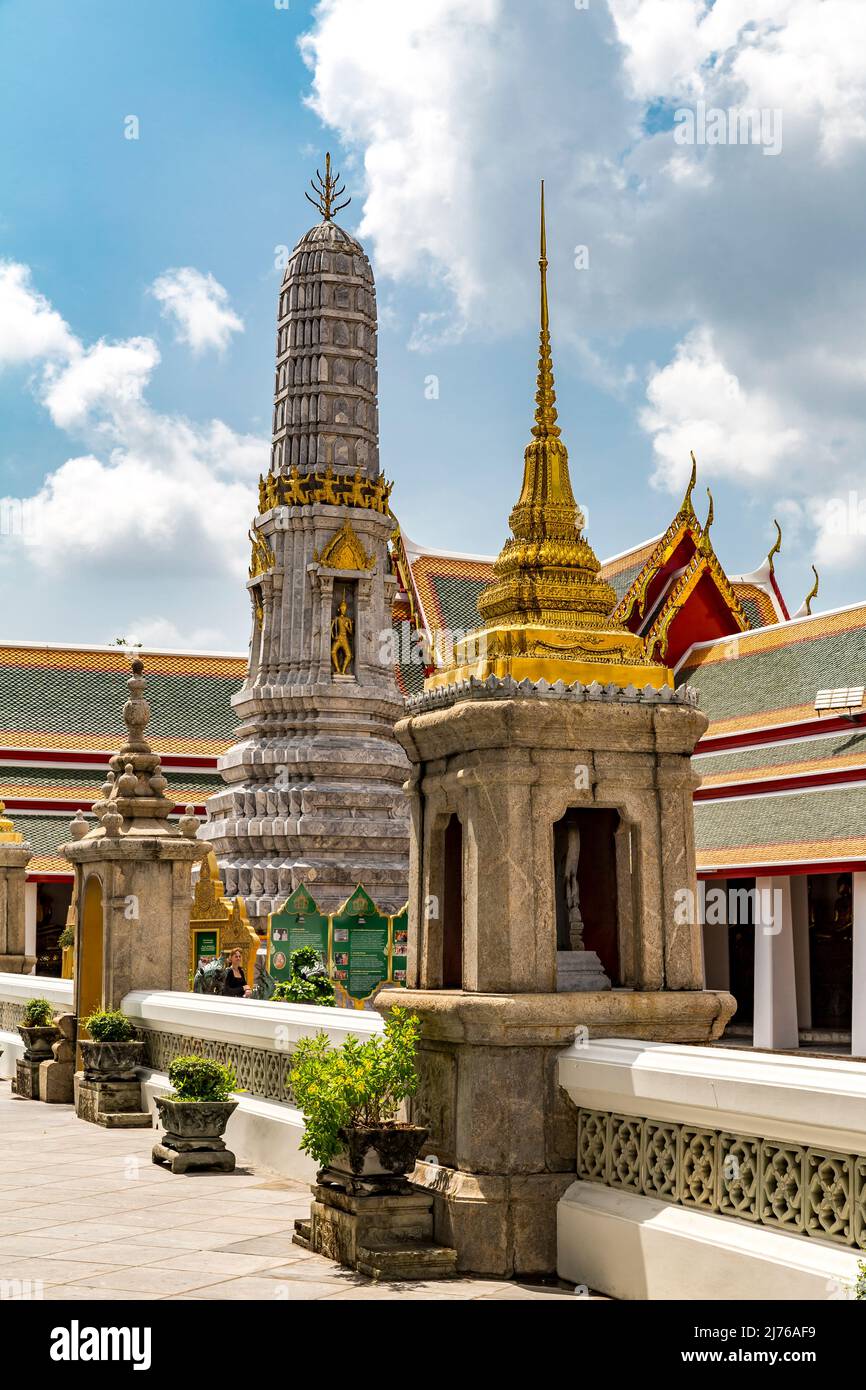 Phra Mahat Sthupa, Phra Prang, Tour, Temple Complex Wat Pho, Temple du Bouddha couché, Bangkok, Thaïlande, Asie Banque D'Images