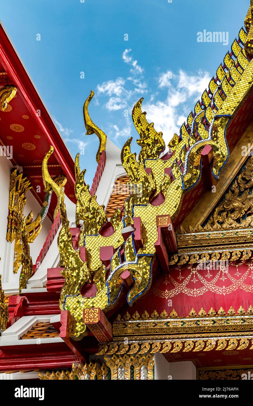 Toit du temple, complexe du temple Wat Pho, temple du Bouddha couché, Bangkok, Thaïlande, Asie Banque D'Images