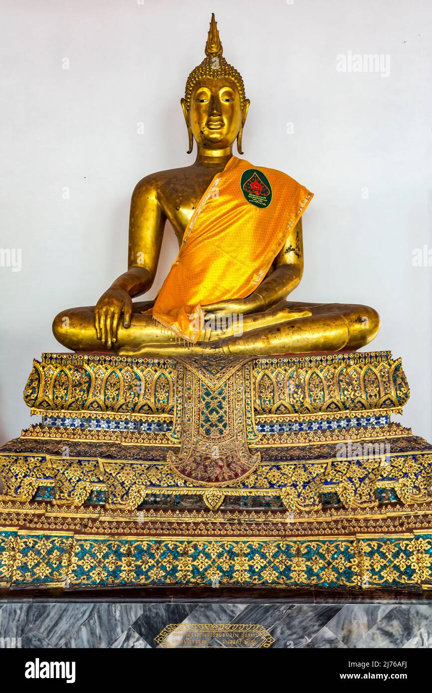 Bouddha assis, complexe du temple Wat Pho, Temple du Bouddha couché, Bangkok, Thaïlande, Asie Banque D'Images