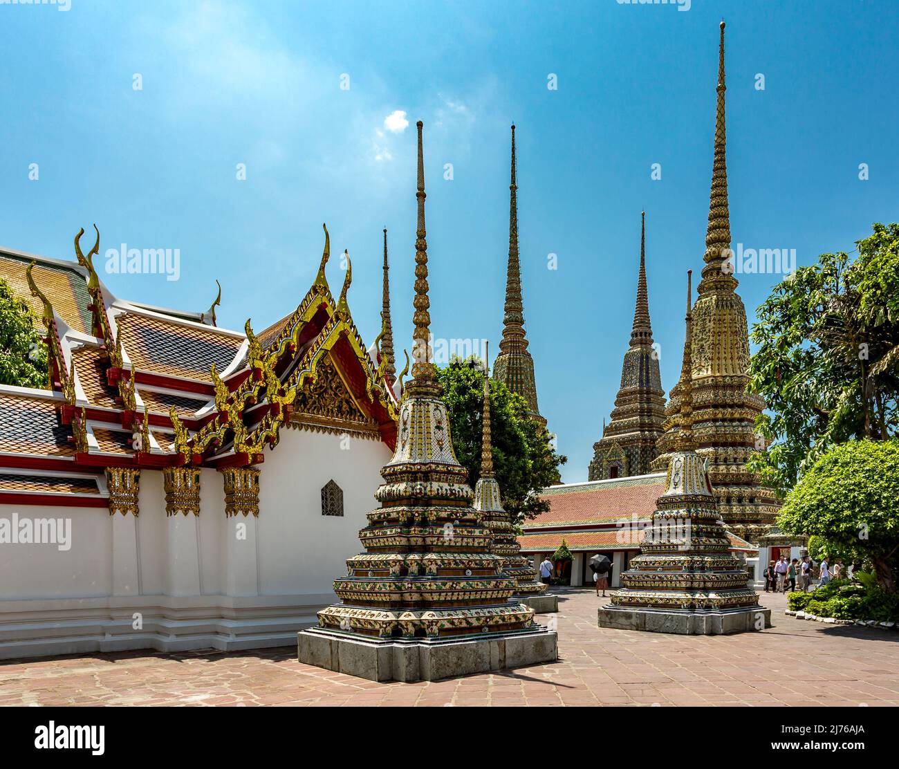 Chedis, Temple Wat Pho, Wat Phra Chetuphon, Temple du Bouddha couché, Bangkok, Thaïlande, Asie Banque D'Images