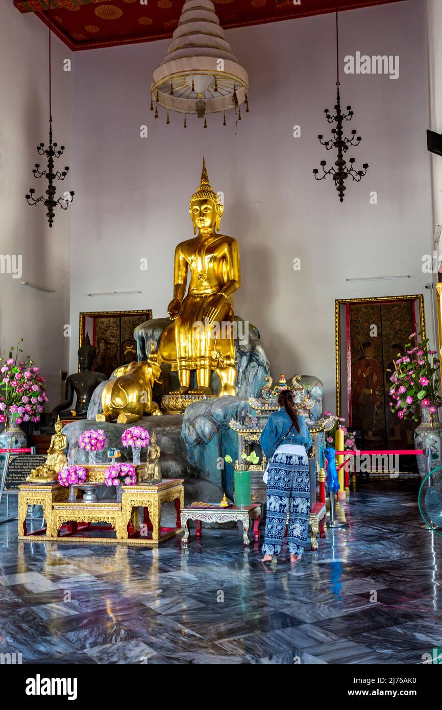 Statue de Bouddha, complexe de temple Wat Pho, temple du Bouddha couché, Bangkok, Thaïlande, Asie Banque D'Images