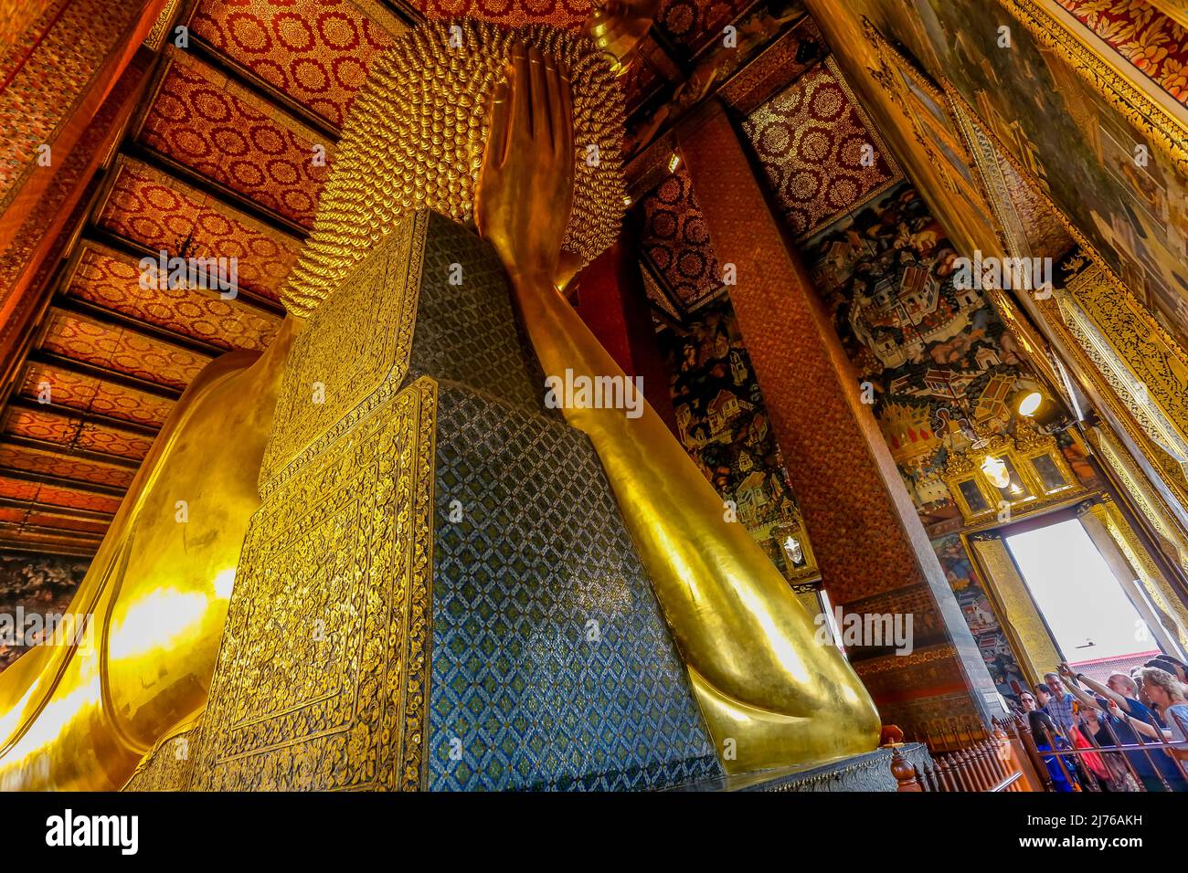 Chef du Bouddha couché, Viharn Phranorn, complexe du temple Wat Pho, Temple du Bouddha couché, Bangkok, Thaïlande, Asie Banque D'Images