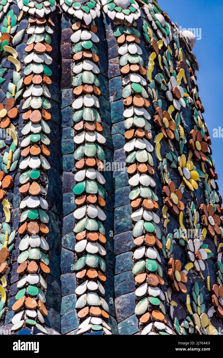 Décorations en mosaïque, Chedis, complexe de temples Wat Pho, temple du Bouddha couché, Bangkok, Thaïlande, Asie Banque D'Images