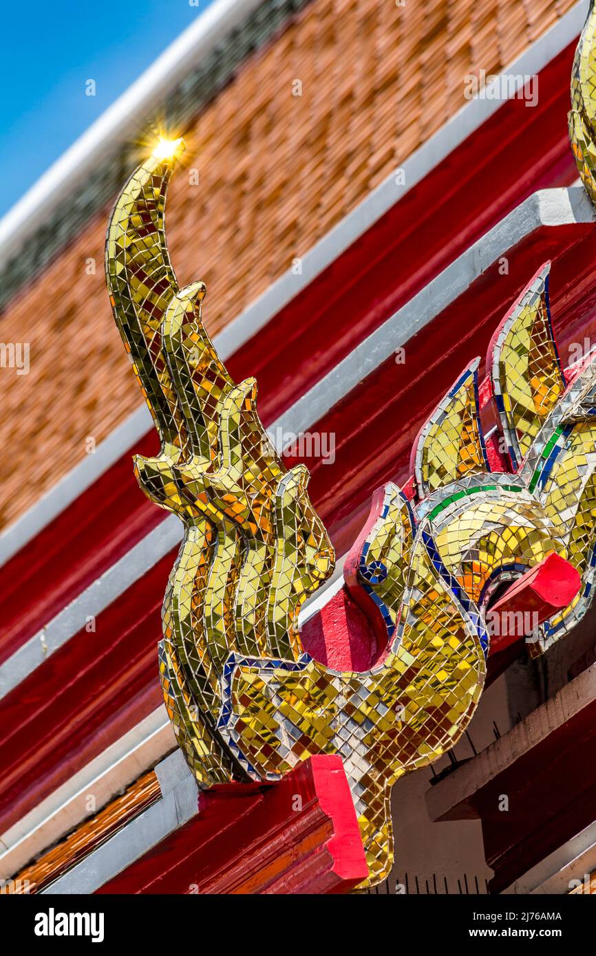 Ornements, détails, complexe de temple Wat Pho, temple du Bouddha couché, Bangkok, Thaïlande, Asie Banque D'Images