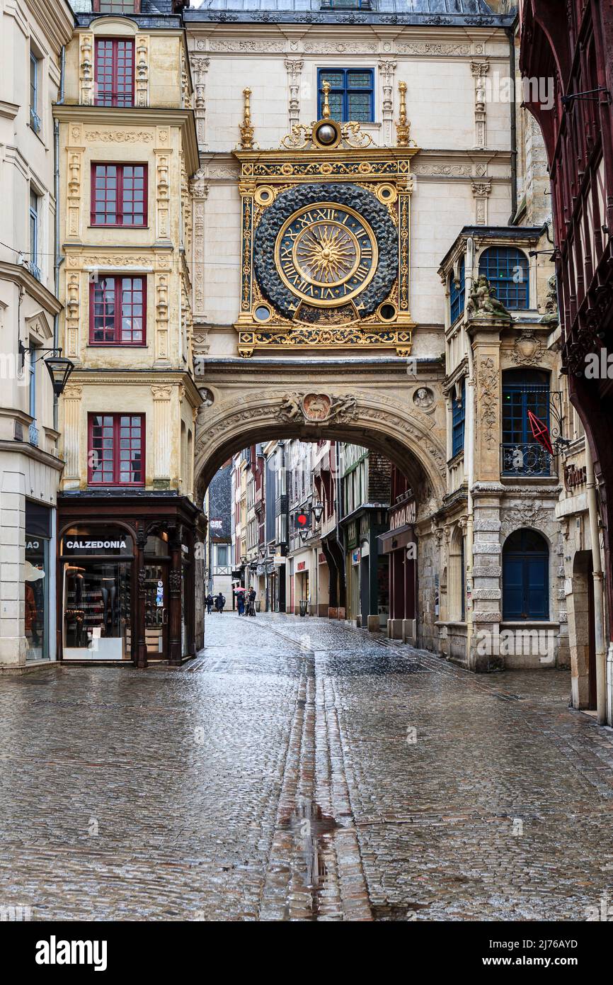 France, Normandie, Rouen, le gros horloge, la Grande horloge Banque D'Images