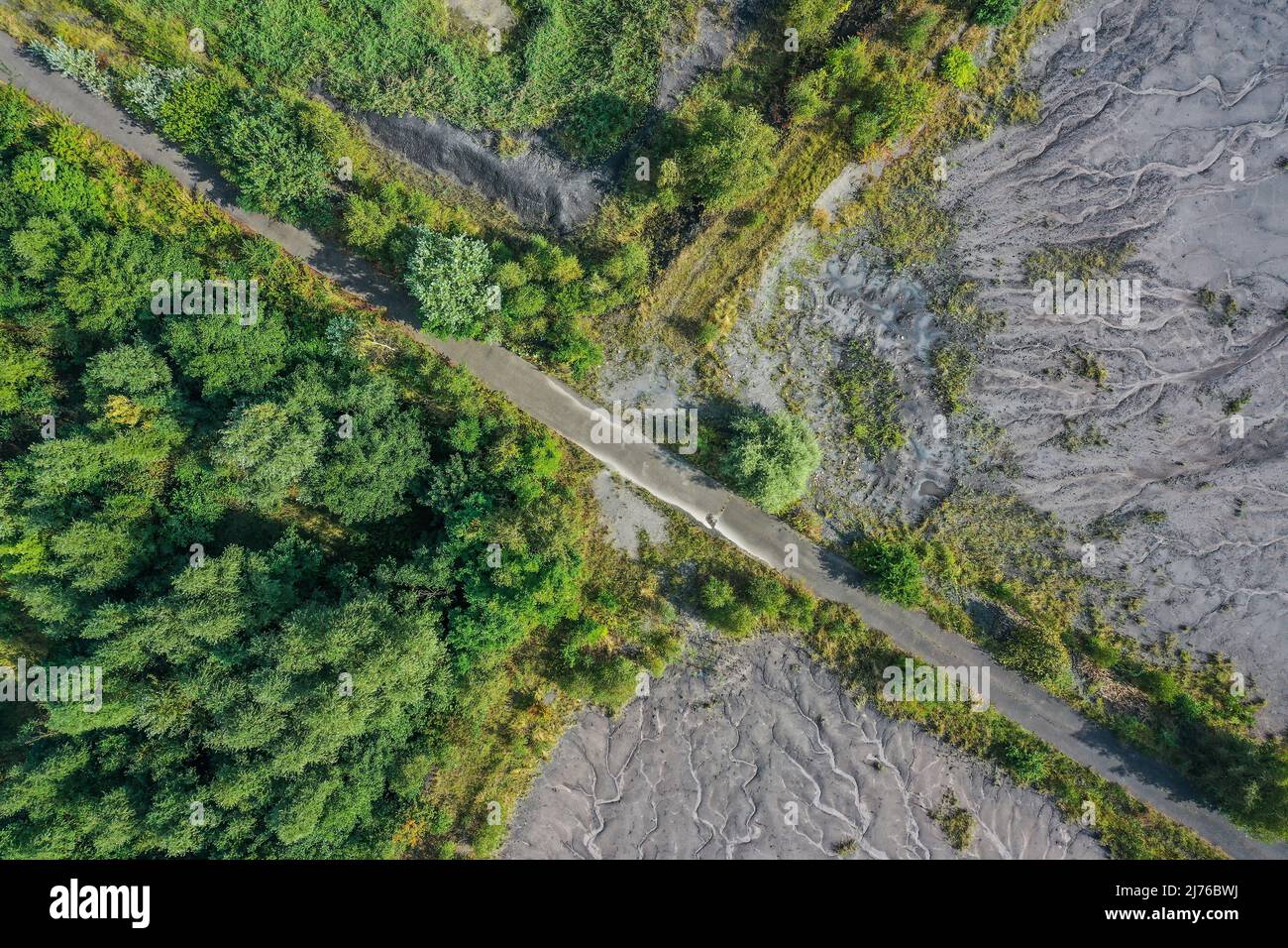 Bottrop, Rhénanie-du-Nord-Westphalie, Allemagne, projet de développement urbain FREIHEIT EMSCHER, anciennes zones minières sur le canal Rhin-Herne et Emscher sont en cours de transformation en un centre urbain avec commerce et industrie, zones résidentielles ainsi que des espaces verts et des installations de loisirs sur le front de mer, anciens étangs de RAG flottation à la Gungstrasse Banque D'Images