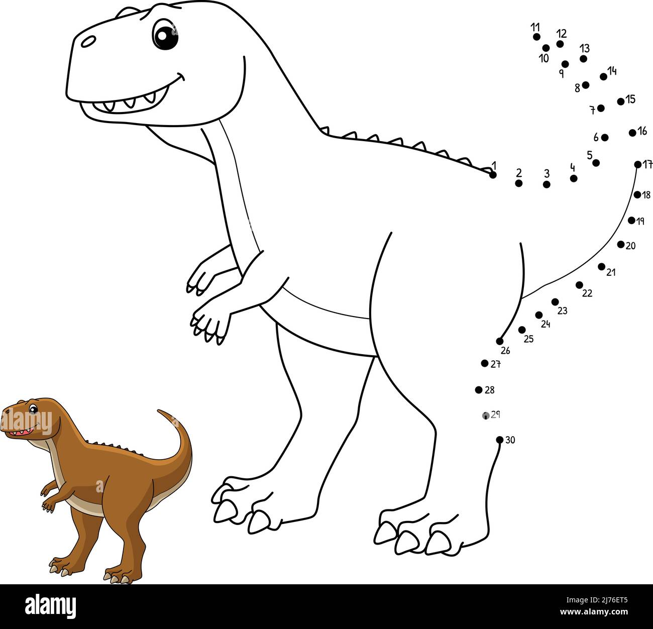 Point à point Ekrixinatosaurus Dinosaur isolé Illustration de Vecteur