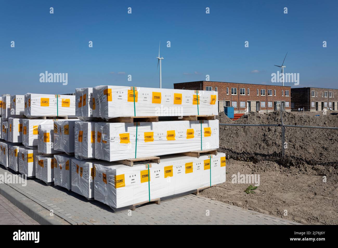 Matériau d'isolation pour l'isolation sur le chantier de construction à Oosterwold, Almere, pays-Bas Banque D'Images