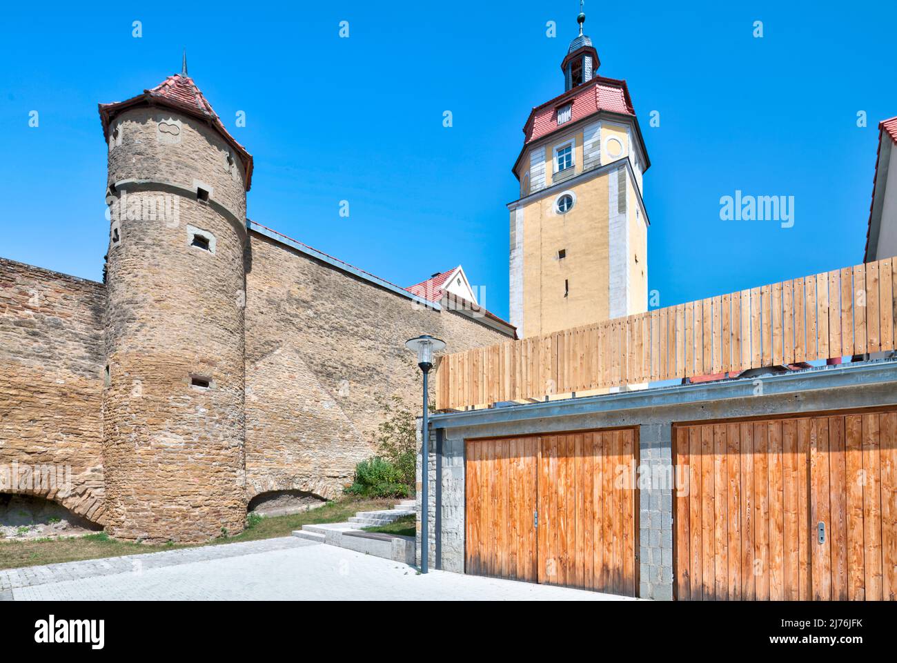Porte supérieure, tour de porte, mur de la ville, fortification de la ville, Mainbernheim, Franconie, Bavière, Allemagne, Europe Banque D'Images