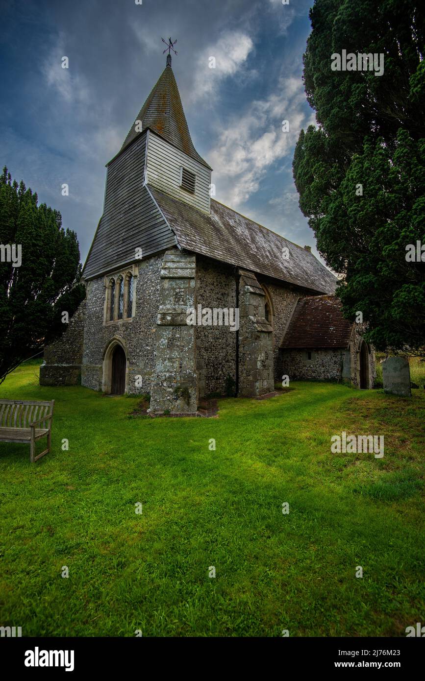 St Michael l'église paroissiale de l'Archange du petit village East Sussex de Litlington. Angleterre, Royaume-Uni Banque D'Images