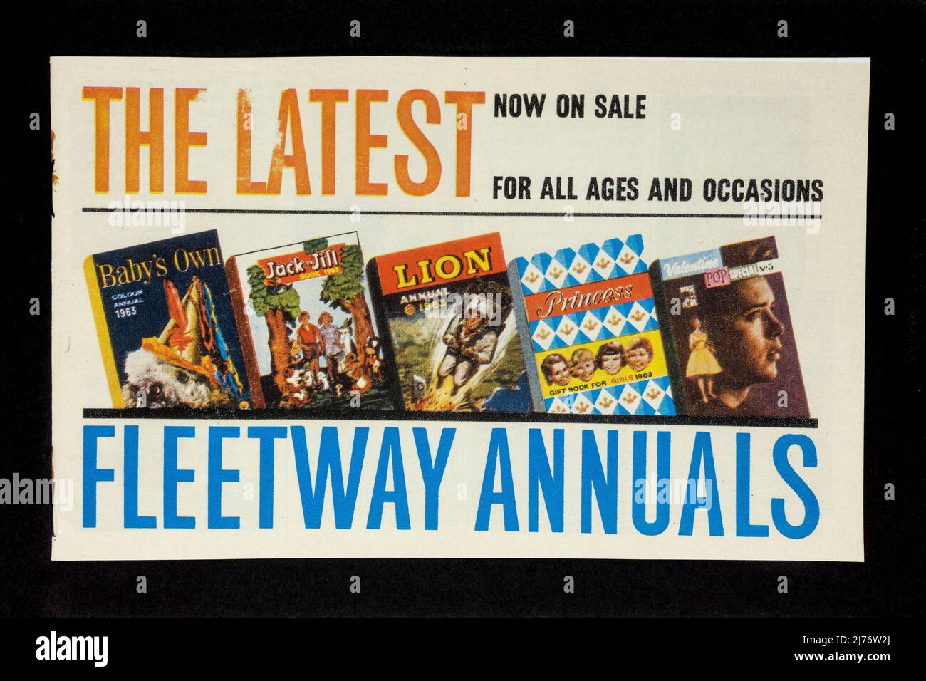 Affiche promotionnelle annuelle Fleetway (Tiger Annual, Roy of the Rovers Annual) , réplique thématique des années 1960. Banque D'Images