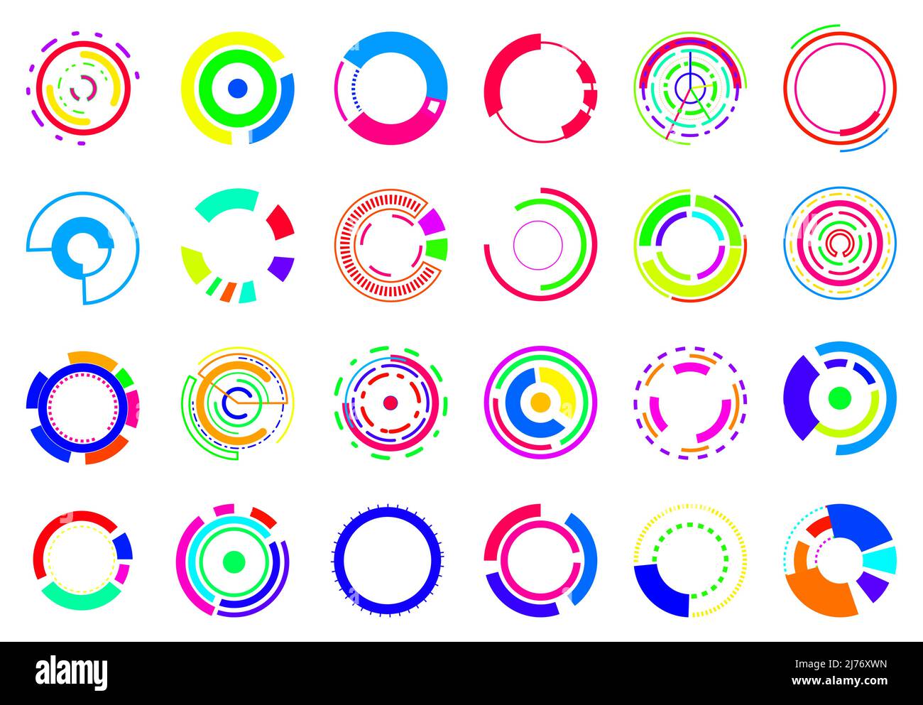 HUD Tech Circle colorée Illustration de Vecteur