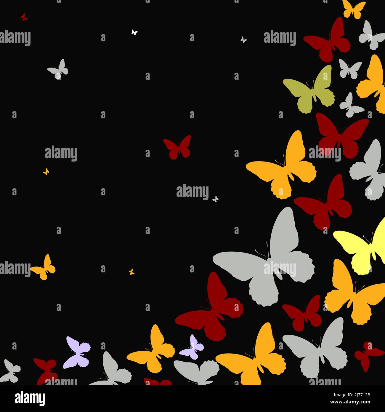 Motif papillon coloré dans l'espace de copie d'arrière-plan noir Illustration de Vecteur