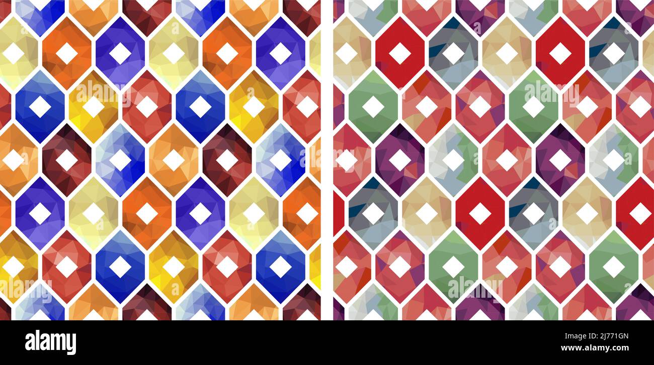 Motif géométrique coloré en polyéthylène à six pans bas Illustration de Vecteur