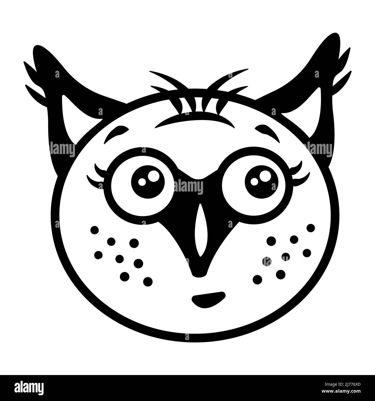 Tête hibou, illustration noire et blanche Illustration de Vecteur