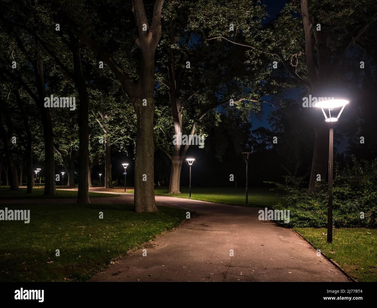 Photos de nuit de nouveaux beaux bâtiments illuminés de Strasbour Banque D'Images