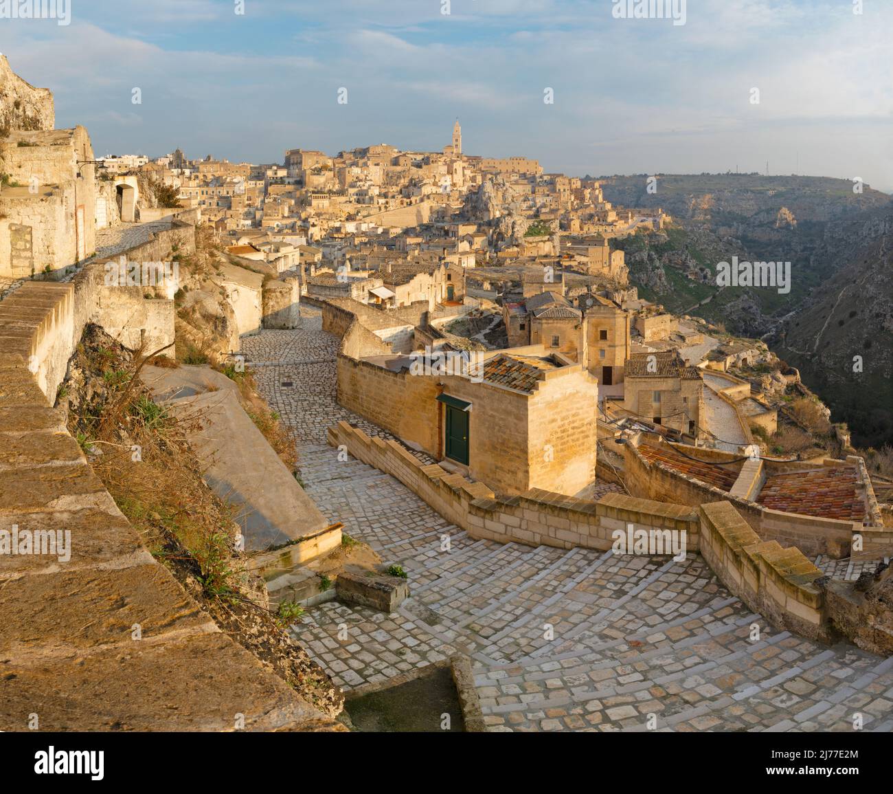 Matera - le paysage urbain dans la lumière du matin Banque D'Images