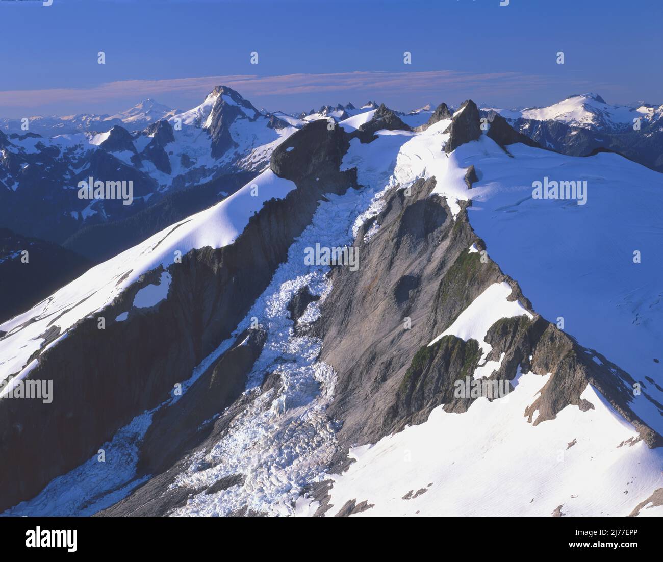 Glacier Peak et Spillway Glacier, North Cascade National Parl, North Cascade Mountains, Washington Banque D'Images