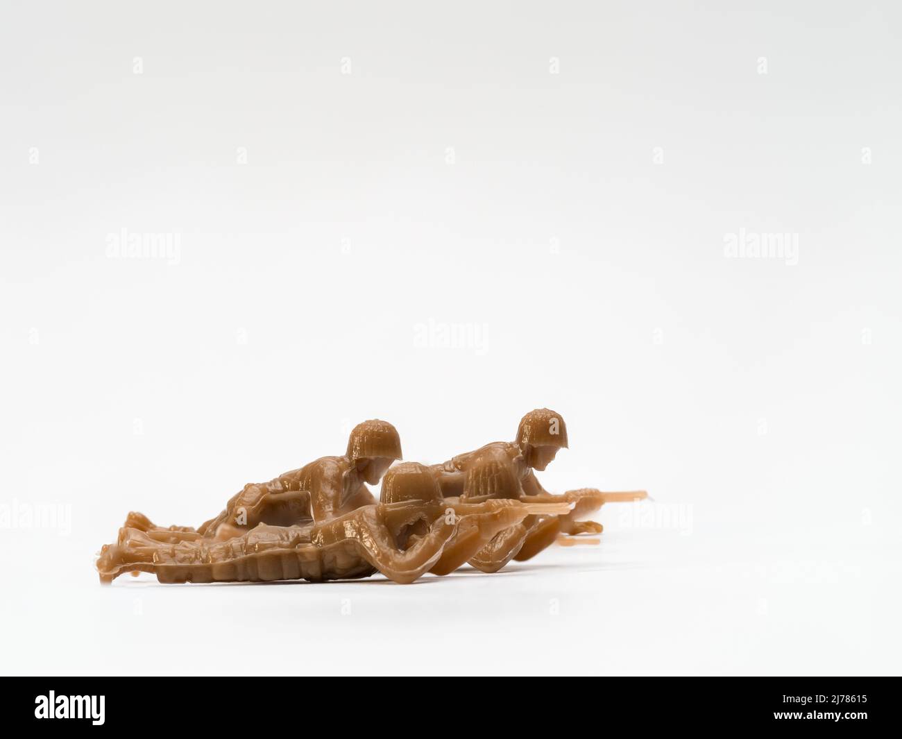 sélection de soldats de jouet marron focus traîneurs couchés Banque D'Images