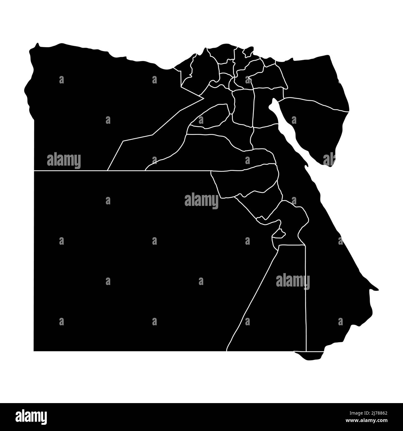 Egypte carte haute détaillée, graphique de géographie icône pays, afrique frontière illustration vectorielle . Illustration de Vecteur